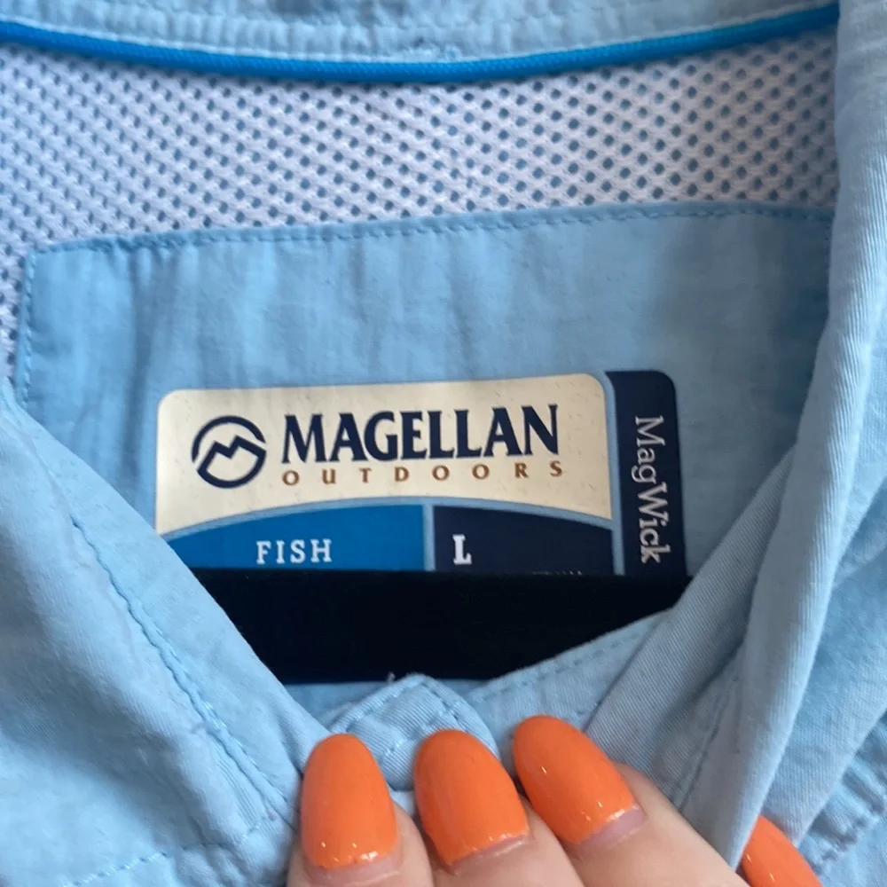 Magellan Light Blue Fishing Gear Short Sleeve Button Down Shirt - Picture 3 of 5